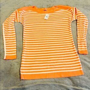 GAP Coral & Cream Striped Sweater